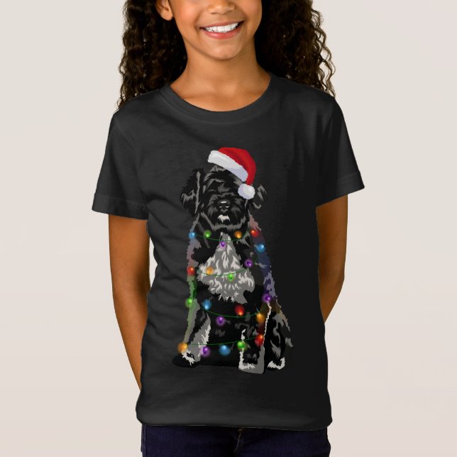 Portugiesischer Wasserhund Weihnachtslicht Weihnac T-Shirt (Vorderseite)
