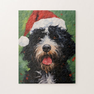 Portugiesischer Wasserhund Weihnachtsmalerei Puzzle