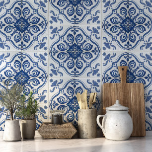 Portugiesisches Azulejo-Muster Mittelmeerblau Fliese
