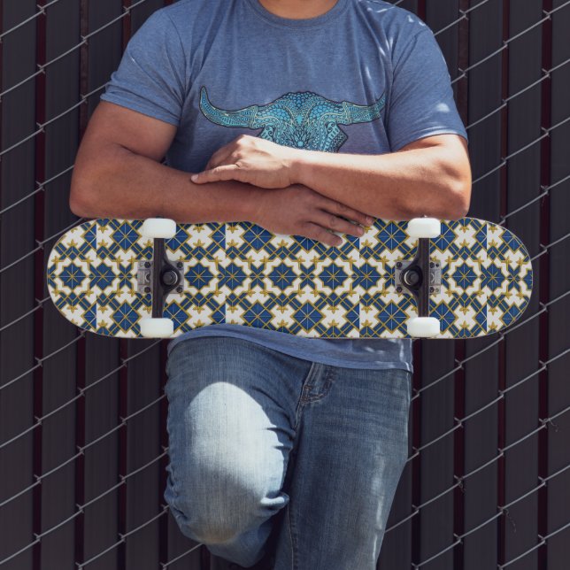 Portugiesisches Azulejo-Muster Skateboard Deck – B (Außenbereich 3)