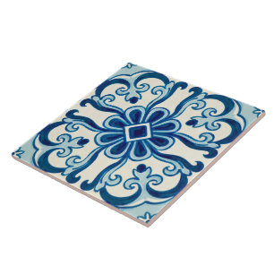 Portugiesisches Azulejos blaues Blumenmuster  Fliese