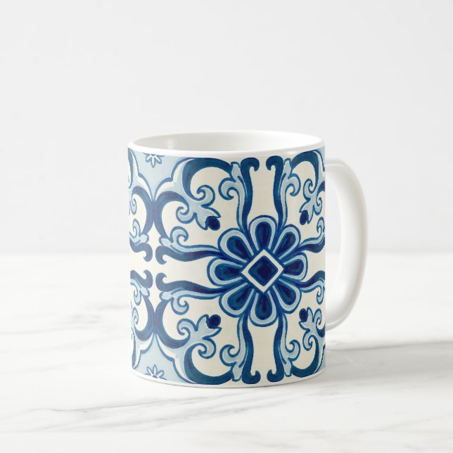 Portugiesisches Azulejos-Muster Kaffeetasse (VorderseiteRechts)
