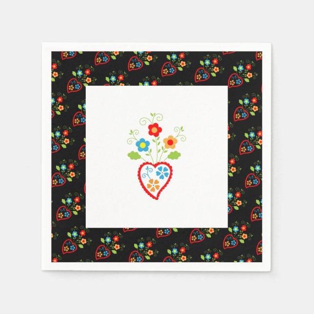 Portugiesisches blühendes Herz Serviette (Vorderseite)