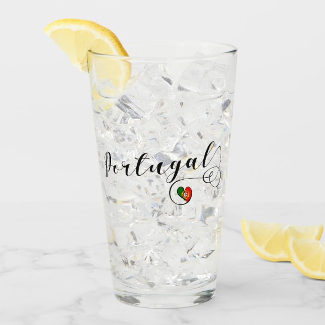 Portugiesisches Flag Heart Design, Portugal Glas (Vorderseite Ice)