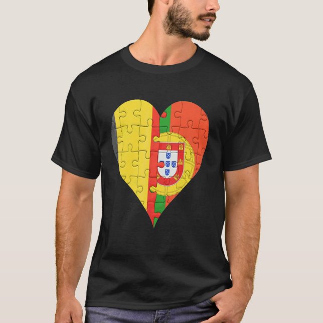 Portugiesisches Flaggenherz T-Shirt (Vorderseite)