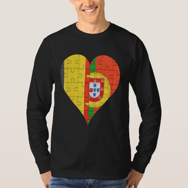 Portugiesisches Flaggenherz T-Shirt (Vorderseite)