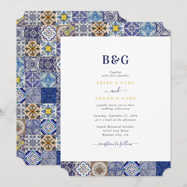 Portugiesisches Fliesenmuster Einladung (Vorne/Hinten)