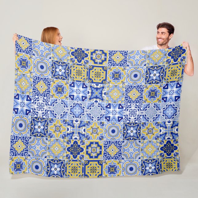 Portugiesisches Fliesenmuster  Fleecedecke (Beispiel)