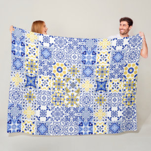 Portugiesisches Fliesenmuster Fleecedecke