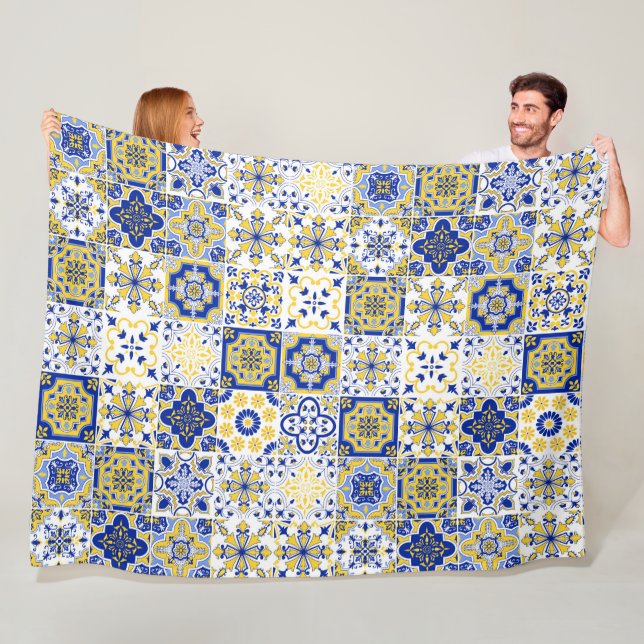 Portugiesisches Fliesenmuster  Fleecedecke (Beispiel)