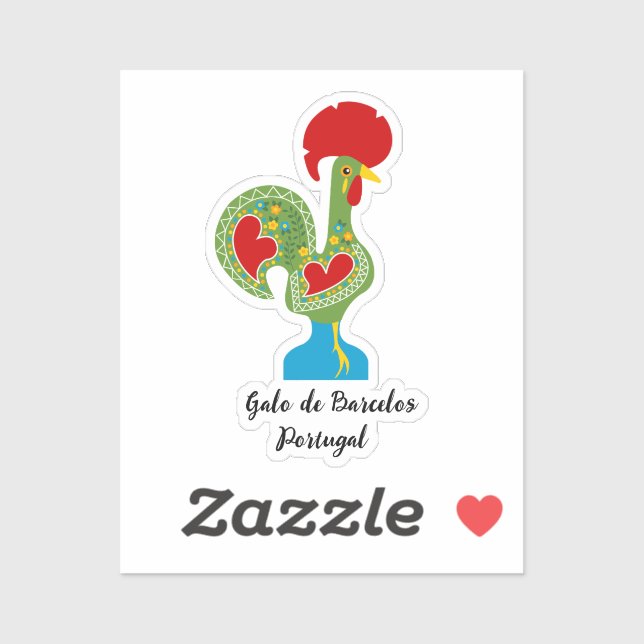 Portugiesisches Glücksroster in grüner Farbe Aufkleber (Blatt)