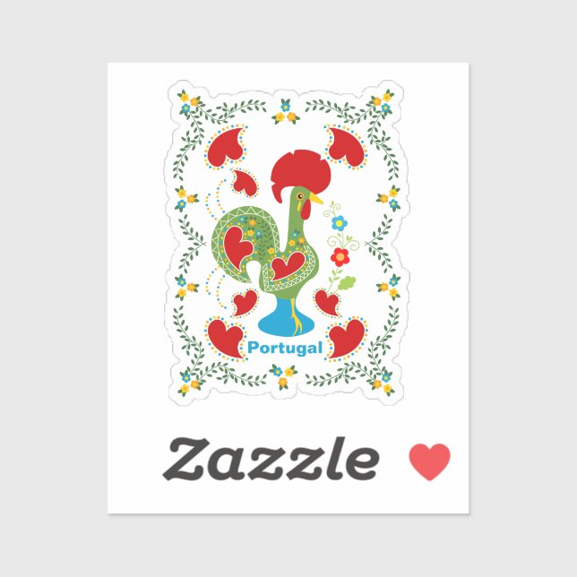 Portugiesisches Glücksroster in grüner Farbe Aufkleber (Blatt)