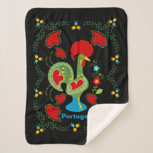 Portugiesisches Glücksroster in grüner Farbe Sherpadecke
