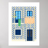Portugiesisches Haus mit Kacheln und Vogel