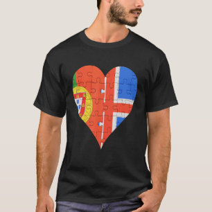 Portugiesisches isländisches Flaggenherz T-Shirt