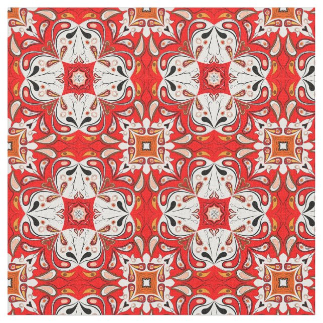 Portugiesisches Keramik-Fliesen-Muster Stoff (Nahaufnahme)