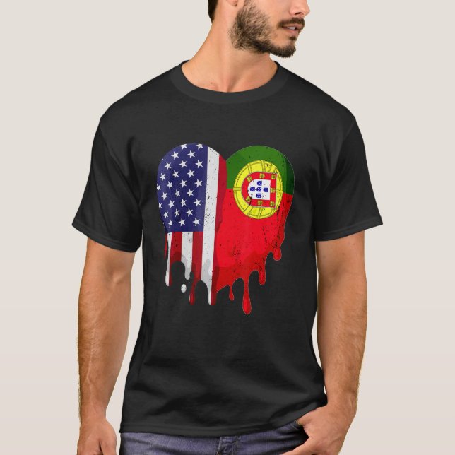 Portugiesisches Kulturerbe Monat Portugal Flagge H T-Shirt (Vorderseite)