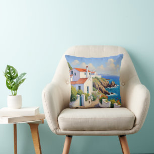 Portugiesisches Küstendorf Pillow Kissen
