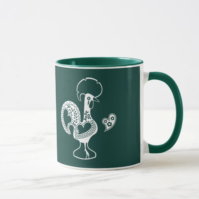 Portugiesisches Rooster Bom dia - Guten Morgen Zit Tasse (Rechts)