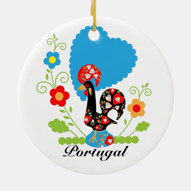 Portugiesisches Rooster Keramik Ornament (Hinten)