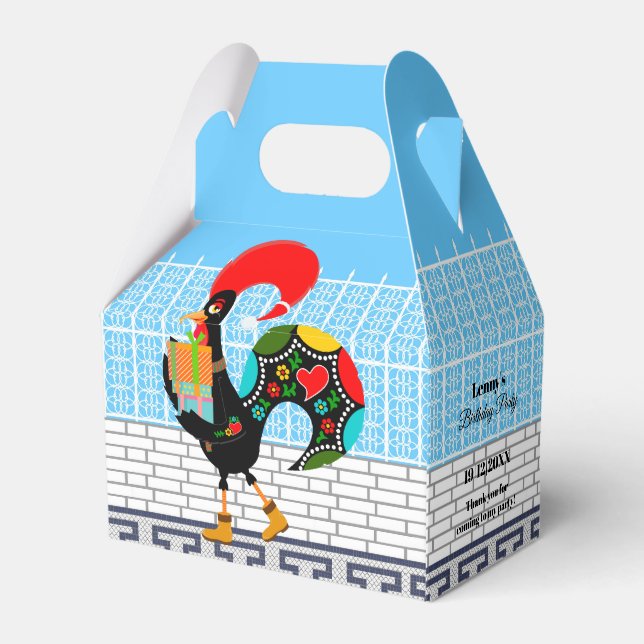 Portugiesisches Rooster mit Geburtstagsgeschenken Geschenkschachtel (Rückseite)
