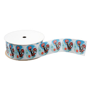 Portugiesisches Rooster mit Volksherzen und Blume Ripsband