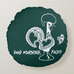 Portugiesisches Rooster Moderne Silhouette Rundes Kissen