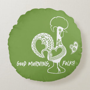 Portugiesisches Rooster Moderne Silhouette Rundes Kissen