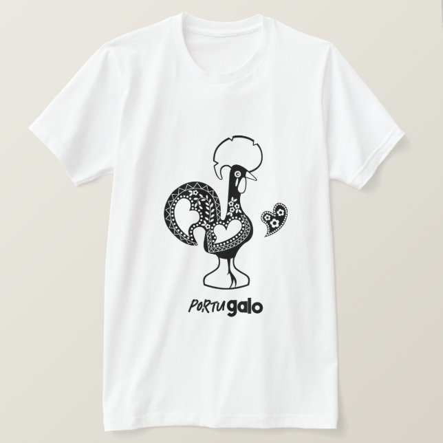 Portugiesisches Rooster Moderne Silhouette T-Shirt (Design vorne)