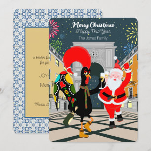 Portugiesisches Rooster und der Weihnachtsmann zum Karte