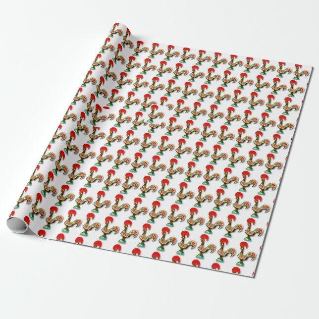 Portugiesisches Rooster-Wrapping-Papier Geschenkpapier (Ungerollt)