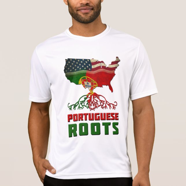 Portugiesisches Roots USA Flaggenerbe T-Shirt (Vorderseite)
