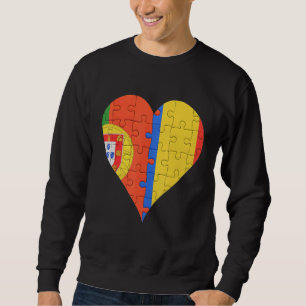 Portugiesisches rumänisches Flaggenherz Sweatshirt