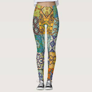 Portugiesisches Talavera-Fliesendesign Leggings