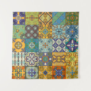 Portugiesisches Talavera-Fliesendesign Wandteppich