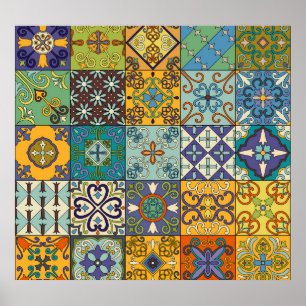 Portugiesisches Talavera Tile Design Poster