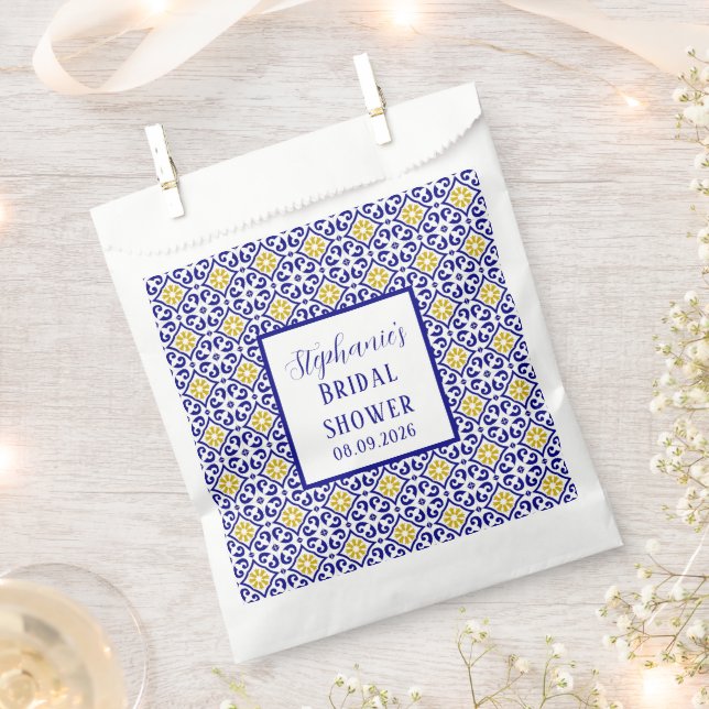 Portugiesisches Tiles Blue Mediterranes Brautparty Geschenktütchen (Ausgeschnitten)