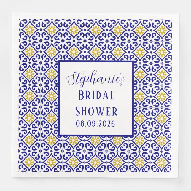 Portugiesisches Tiles Blue Mediterranes Brautparty Serviette (Vorderseite)