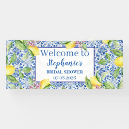 Portugiesisches Tiles Blue Rustic Lemons Brautpart Banner