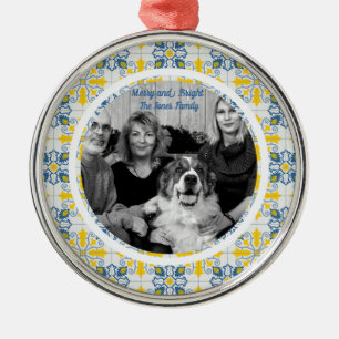Portugiesisches Tiles-Foto für Weihnachtsferien Ornament Aus Metall