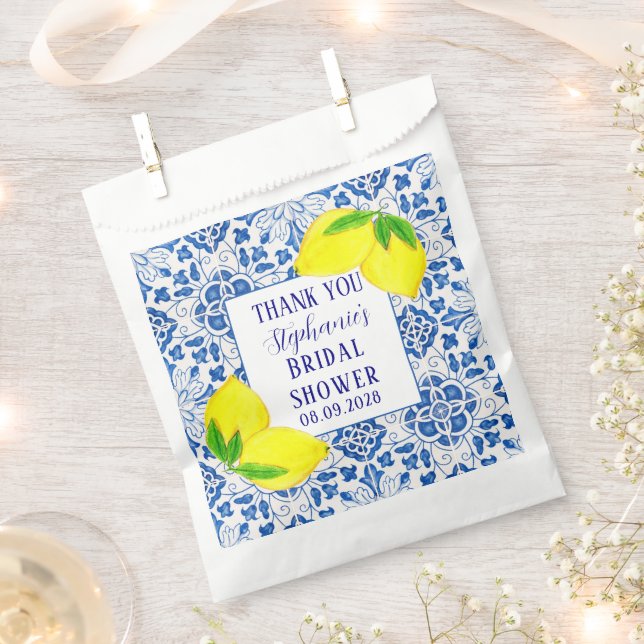 Portugiesisches Tiles Lemon Mittelmeer Brautparty Geschenktütchen (Ausgeschnitten)