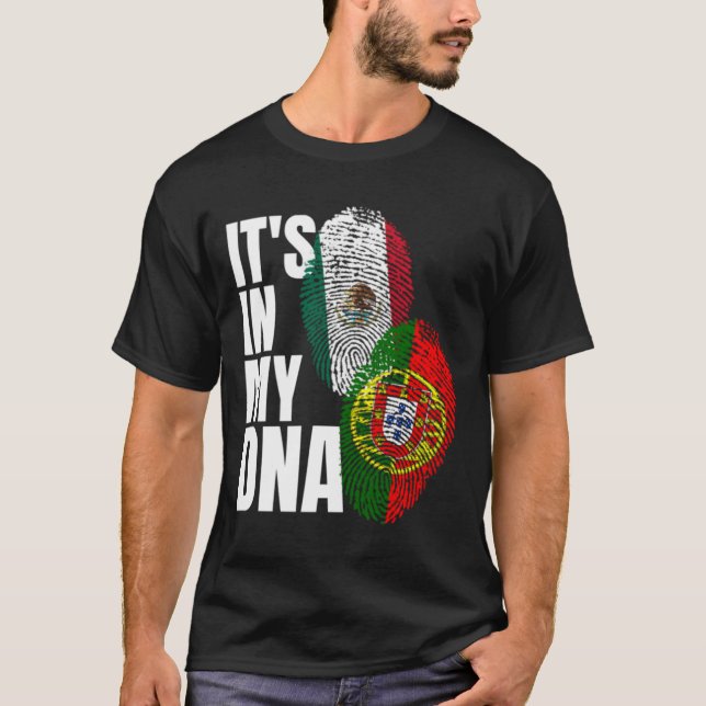 Portugiesisches und mexikanisches DNA-Mix-Flag Her T-Shirt (Vorderseite)