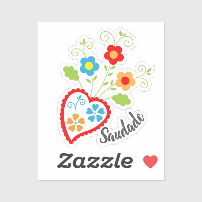 Portugiesisches Volksherz mit saudade Wort Aufkleber (Blatt)