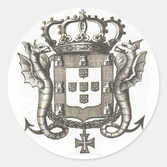Portugiesisches Wappen Runder Aufkleber (Vorderseite)