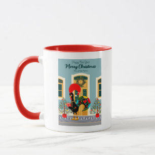 Portugiesisches Weihnachtshaus mit Rooster-Grüße Tasse