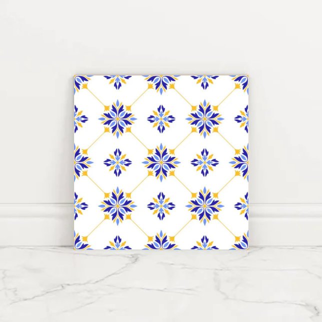 Portuguese Blue and Gold Azulejo Ceramic Fliese (Von Creator hochgeladen)