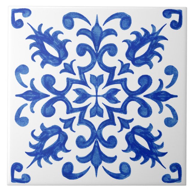 Portuguese Blue Tile central round medallion Fliese (Vorderseite)