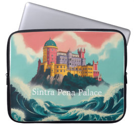 Portuguese Cliffside Palace & Ocean Waves Laptop S Laptopschutzhülle