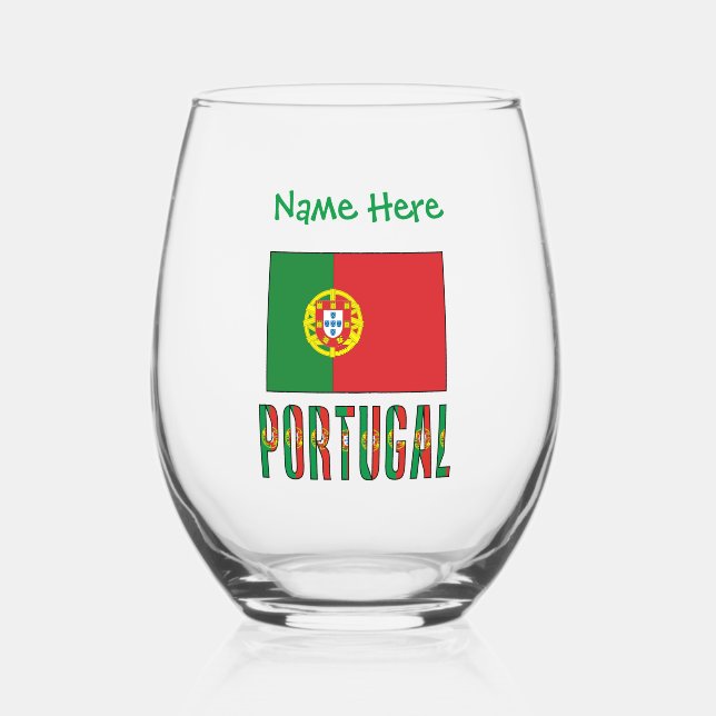 Portuguese Flag Green Personalized Weinglas Ohne Stiel (Vorderseite)