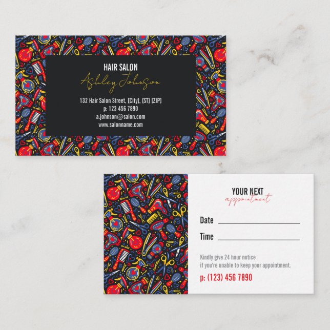 Portuguese Folk Blue & Red Appointment Reminder Visitenkarte (Vorne/Hinten)